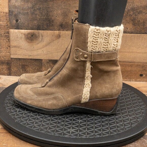 AQUATALIA WOMENS BOOTS PULL ON ZIP UP BROWN SUEDE OUTDOOR CASUAL SIZE 8.5 - Picture 5 of 9
